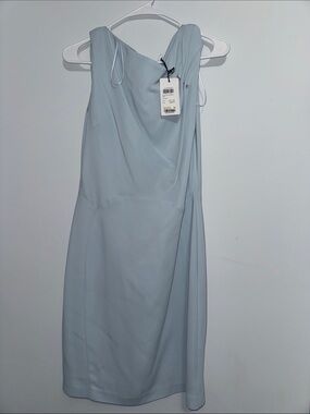 Reiss  Pale Blue One-Shoulder Draped Dress